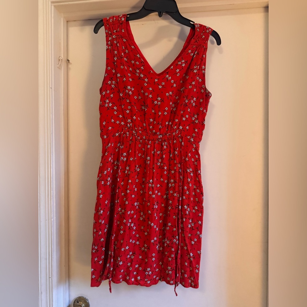 Mercer & Madison Vibrant Red Dress with white floral pattern